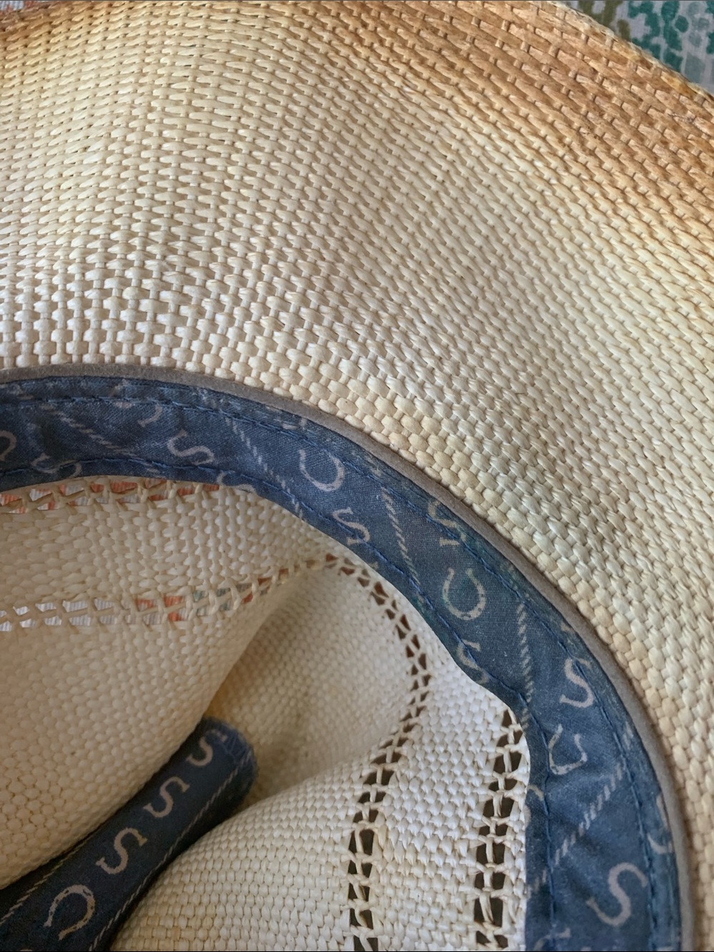 Stetson Cream Straw Hat with Blue Trim - Picture 12 of 12